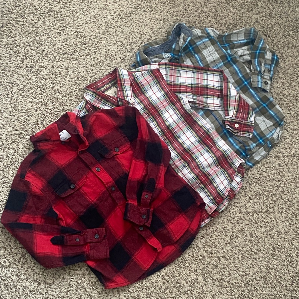 Old Navy/Peek/Wonder Nation Kids Plaid Flannel & Poplin Shirt Bundle